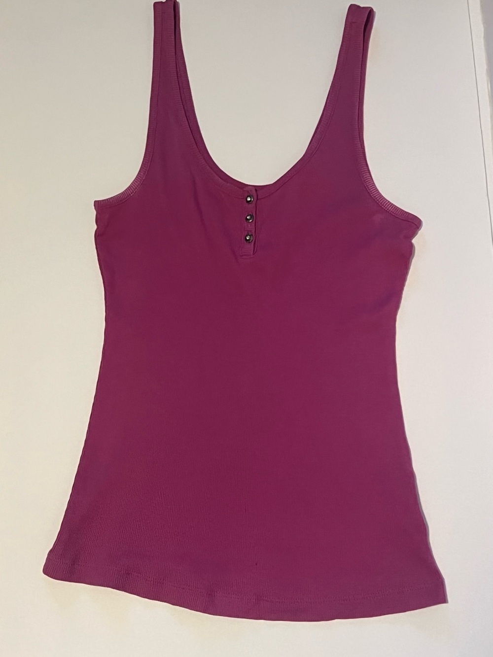 Guess Magenta Henley Scoop Tank Top